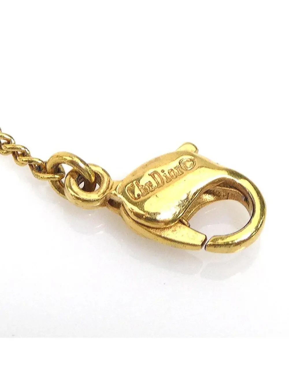 Auth Christian Dior Necklace Gold/White #304045C92B